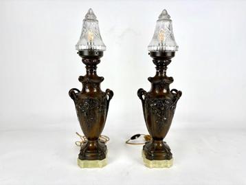 SET FRAAIE BRONZEN TAFELLAMPEN 1900-1920 beschikbaar voor biedingen