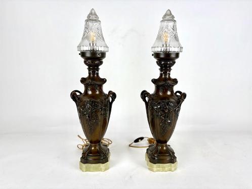 SET FRAAIE BRONZEN TAFELLAMPEN 1900-1920, Antiek en Kunst, Antiek | Lampen, Ophalen of Verzenden