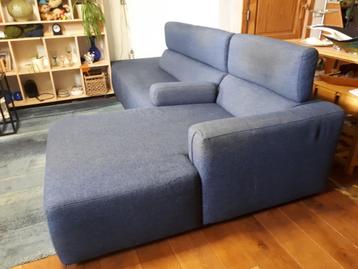 Blauwe zitbank met liggedeelte