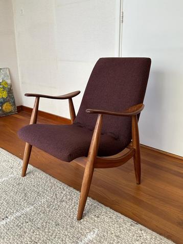 Stoel vintage deens scandinavisch bordeaux/maroon beschikbaar voor biedingen