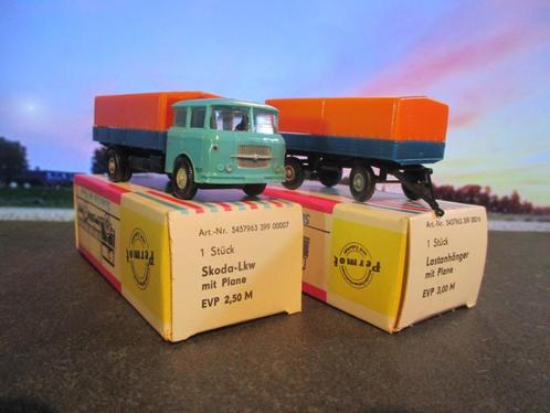 1957 Skoda S 706 RT vrachtwagencombinatie met huif blauw, Hobby en Vrije tijd, Modelauto's | 1:87, Nieuw, Bus of Vrachtwagen, Ophalen of Verzenden