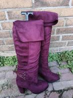 Bordeaux suedine overknee laarzen maat 38, Ophalen of Verzenden, Zo goed als nieuw, Rood, Hoge laarzen