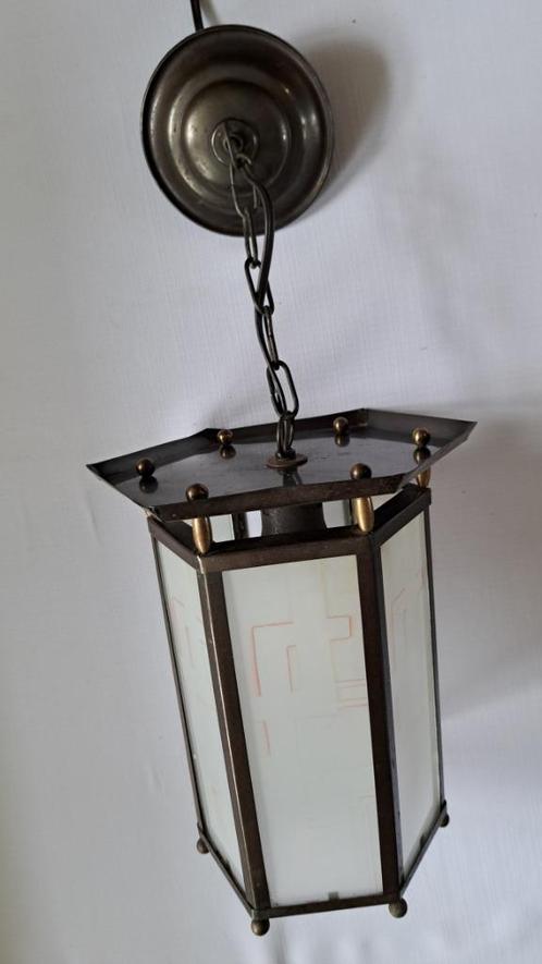 Antieke lantaarn lamp hallamp art deco hanglamp art nouveau, Antiek en Kunst, Antiek | Lampen, Verzenden
