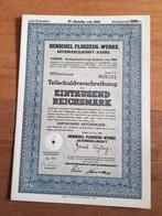 Historisch aandeel Henschel Flugzeug-Werke AG, 1943, Verzamelen, Militaria | Tweede Wereldoorlog, Ophalen of Verzenden, Luchtmacht
