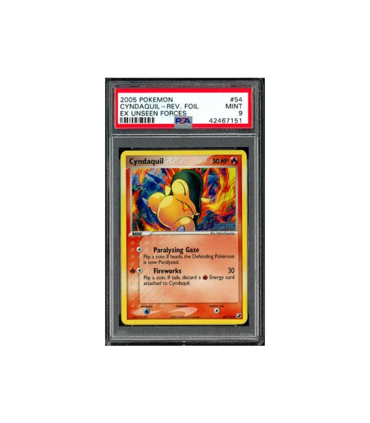 Pokemon Cyndaquil Reverse Holo EX Unseen Forces #54 PSA 9, Hobby en Vrije tijd, Verzamelkaartspellen | Pokémon, Zo goed als nieuw