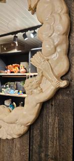 brocante spiegel met engelen, Huis en Inrichting, Ophalen, Gebruikt, Rechthoekig, Minder dan 100 cm