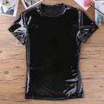 Zwart heren wetlook t-shirt / mannen shirt lak leren latex, Verzenden, Nieuw, Overige maten, Overige thema's
