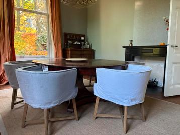 6 Eetkamerstoelen - Wit, Blauwgrijs & Taupe beschikbaar voor biedingen