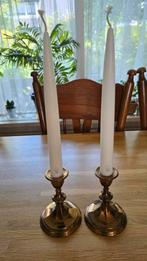 Vintage Scandia Malm Zweedse messing kandelaars  uit 1950-60, Ophalen, Minder dan 25 cm