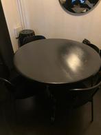 Ronde zwarte eettafel, Huis en Inrichting, Tafels | Eettafels, Ophalen, Gebruikt, Rond, Vier personen