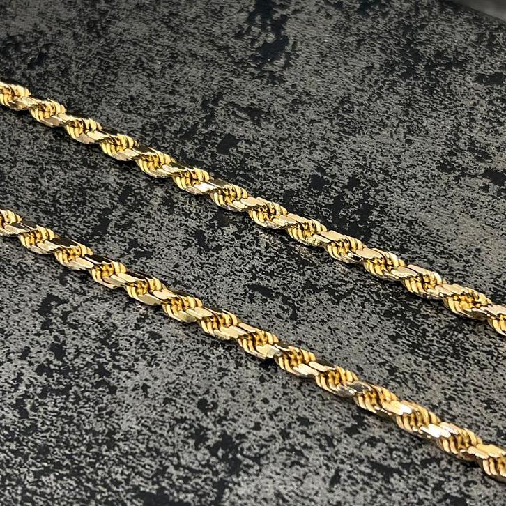 14k gouden ketting rope chain massief schakel, Sieraden, Tassen en Uiterlijk, Kettingen, Zo goed als nieuw, Ophalen of Verzenden