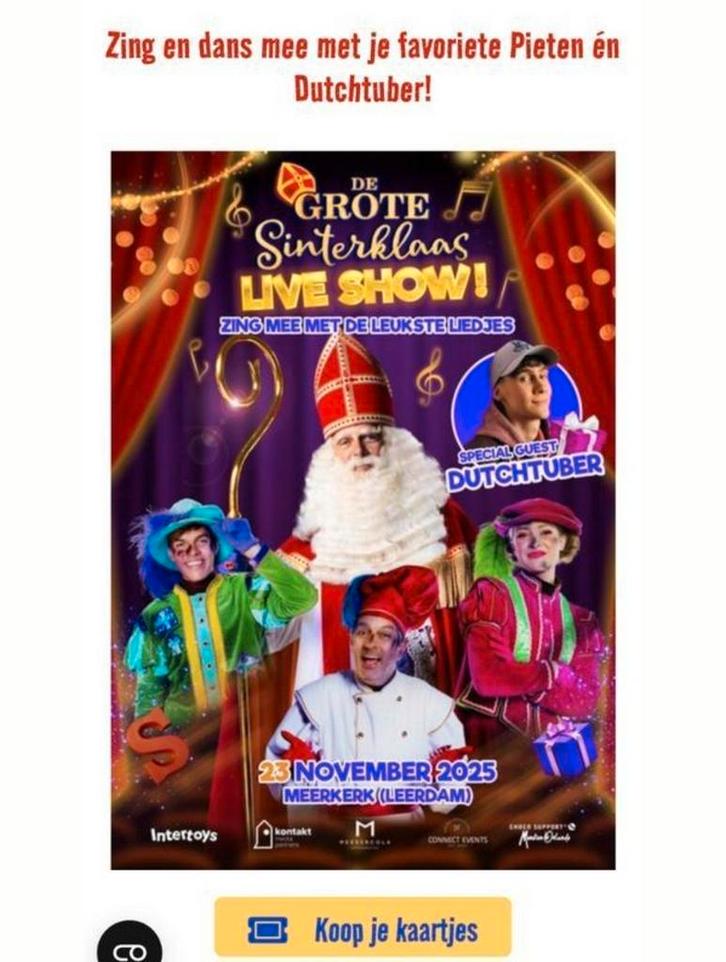 Gevraagd VIP tickets voor meisje van 6 jaar, Diversen, Sinterklaas, Zo goed als nieuw, Ophalen of Verzenden