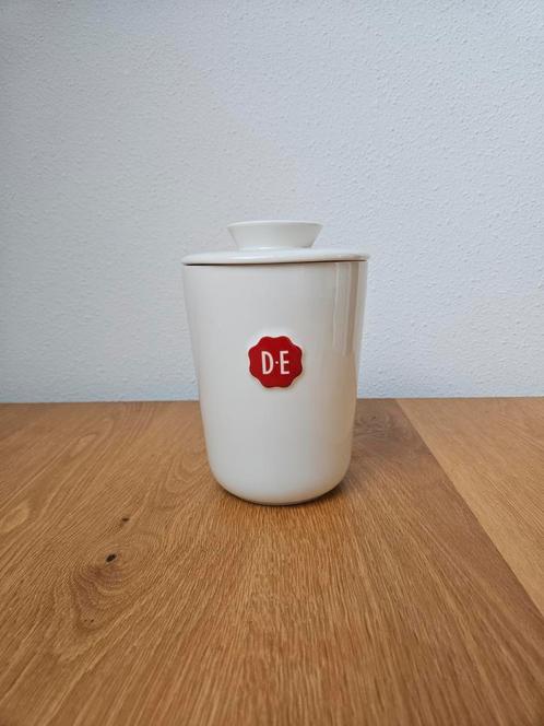 D.E. Bewaarpot met Deksel ( Douwe Egberts ), Huis en Inrichting, Woonaccessoires | Schalen en Manden, Zo goed als nieuw, Rond