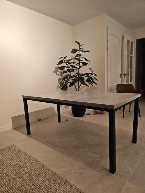 Eettafel eetkamertafel betonlook, melamine 180x90, Huis en Inrichting, Tafels | Eettafels, Zo goed als nieuw, 50 tot 100 cm, 150 tot 200 cm