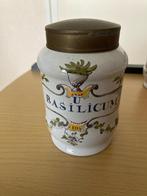 Vintage gekleurde apothekerspot U Basilicum kruiden pot, Ophalen of Verzenden