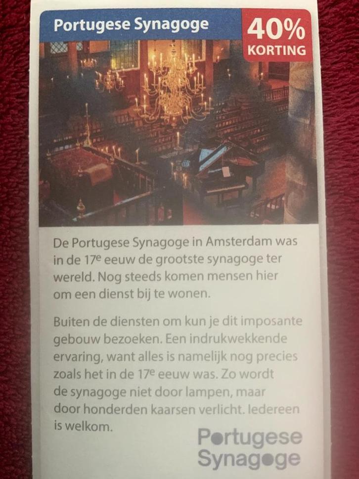 Portugese Synagoge Museum Amsterdam Voordeelbon, Tickets en Kaartjes, Musea, Drie personen of meer, Museumbon