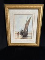 Aquarel Edward van Goethem, Antiek en Kunst, Kunst | Schilderijen | Klassiek, Ophalen of Verzenden