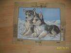NIEUW Voorbedrukt stramien Husky pups. Verkoop ook DMC garen, Hobby en Vrije tijd, Ophalen of Verzenden, Nieuw, Handborduren, Onderdeel of Toebehoren