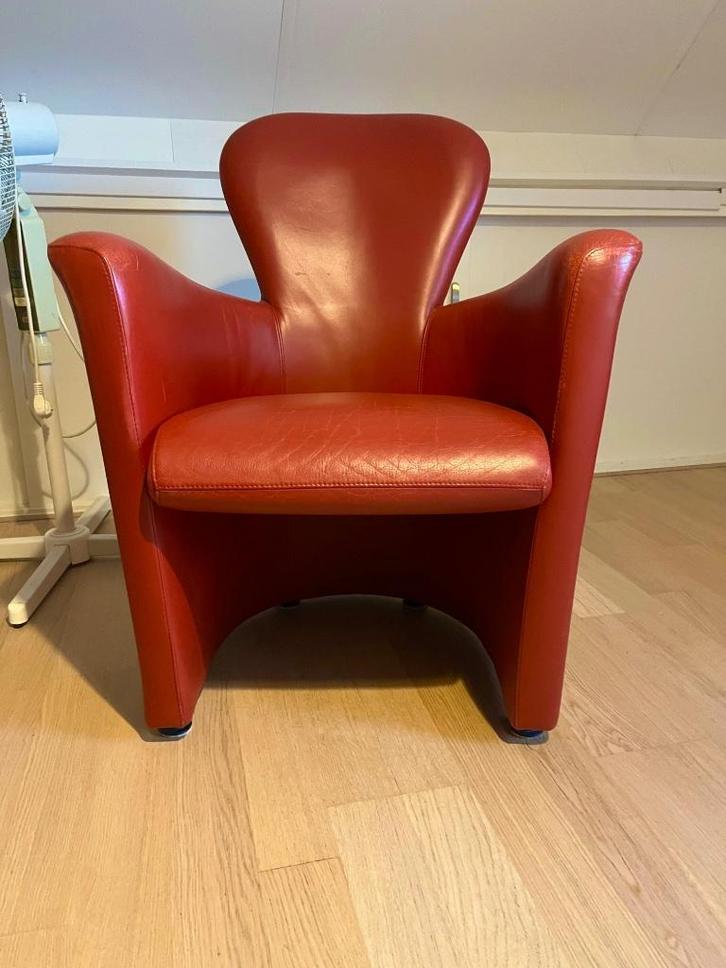 Leolux Amphore fauteuil rood leder, Huis en Inrichting, Fauteuils, Zo goed als nieuw, Leer, 50 tot 75 cm, 75 tot 100 cm, Ophalen