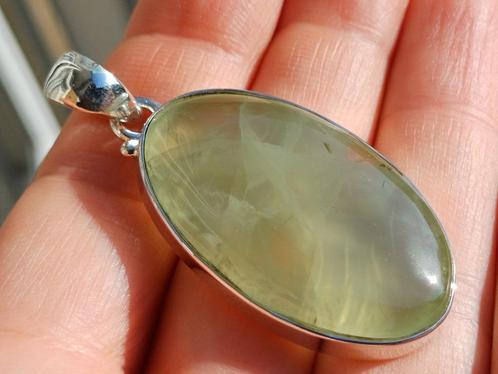 Vanoli - 925 zilveren kettinghanger met prehniet, Sieraden, Tassen en Uiterlijk, Kettinghangers, Nieuw, Zilver, Groen, Overige voorstellingen