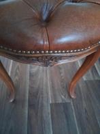 Lederen poef / voetenbankje - 53cm diameter 50 hoog, Huis en Inrichting, Leer, Ophalen of Verzenden, Zo goed als nieuw, 50 tot 75 cm