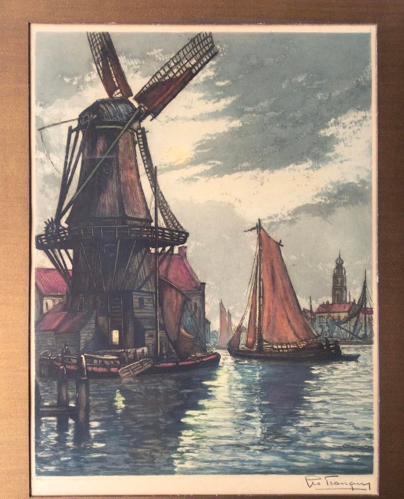 Geos Francois. Kleur ets, Antiek en Kunst, Kunst | Etsen en Gravures, Ophalen of Verzenden