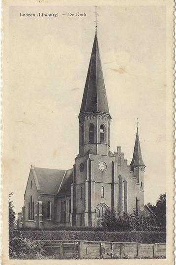 ANSICHTKAARTLOOZEN (LIMBURG) DE KERK 1950 beschikbaar voor biedingen