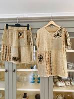 Korte Broek met Top zand beige Maat 42 zgan, Kort, Beige, Maat 42/44 (L), Ophalen of Verzenden