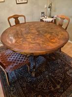 Notenhouten tafel, 120 cm doorsnede, kruispoot (in HEERLEN), Antiek en Kunst, Ophalen