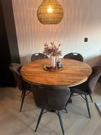 Mango houten ronde eettafel, Huis en Inrichting, Tafels | Eettafels, Ophalen, Gebruikt, Rond, Vijf personen of meer