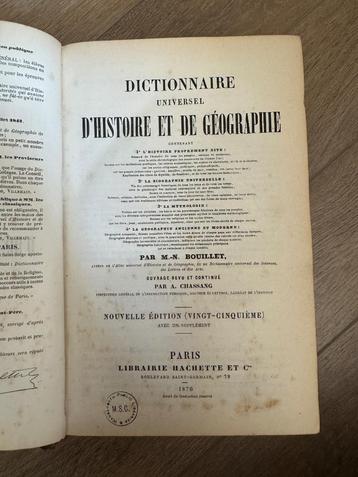 Hachette 1876 Dictionaire histoire et de Geographie PRACHTIG beschikbaar voor biedingen