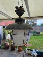 Industriële Hanglamp met Metalen Kooi, Gebruikt, Ophalen of Verzenden, Glas, Minder dan 50 cm