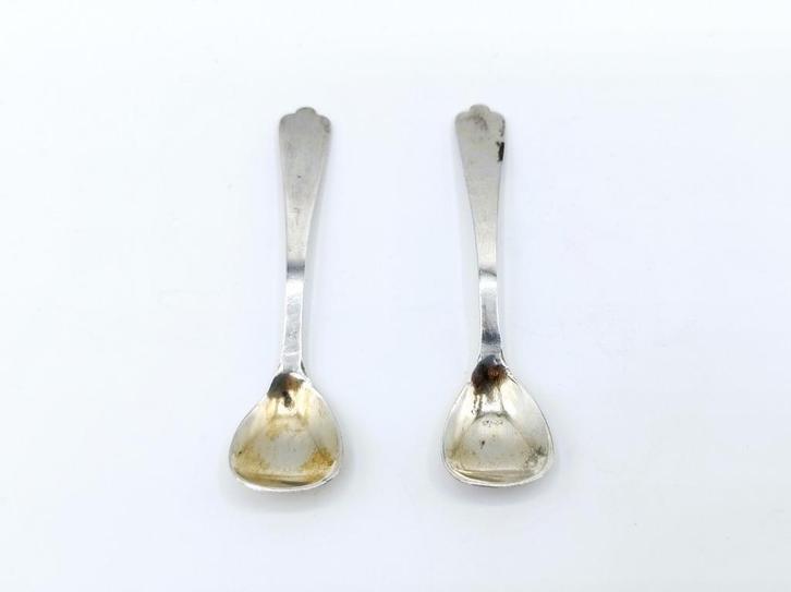 2 Zilveren zoutlepels, 925, Antiek en Kunst, Antiek | Goud en Zilver, Zilver, Verzenden