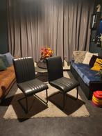 2 mooie eetkamerstoelen!! donker grijs, Ophalen, Zo goed als nieuw, Grijs, Leer