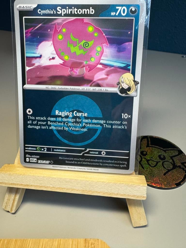 Pokemon kaart: Cynthia's Spiritomb 133/217, Ophalen of Verzenden, Zo goed als nieuw, Losse kaart