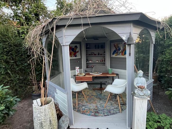 Zeshoekig Prieel/Tuinhuisje 10m² met Pagode Dak, Tuin en Terras, Tuinhuizen, Nieuw, Tuinhuis, Hout, 250 tot 500 cm, 200 tot 400 cm