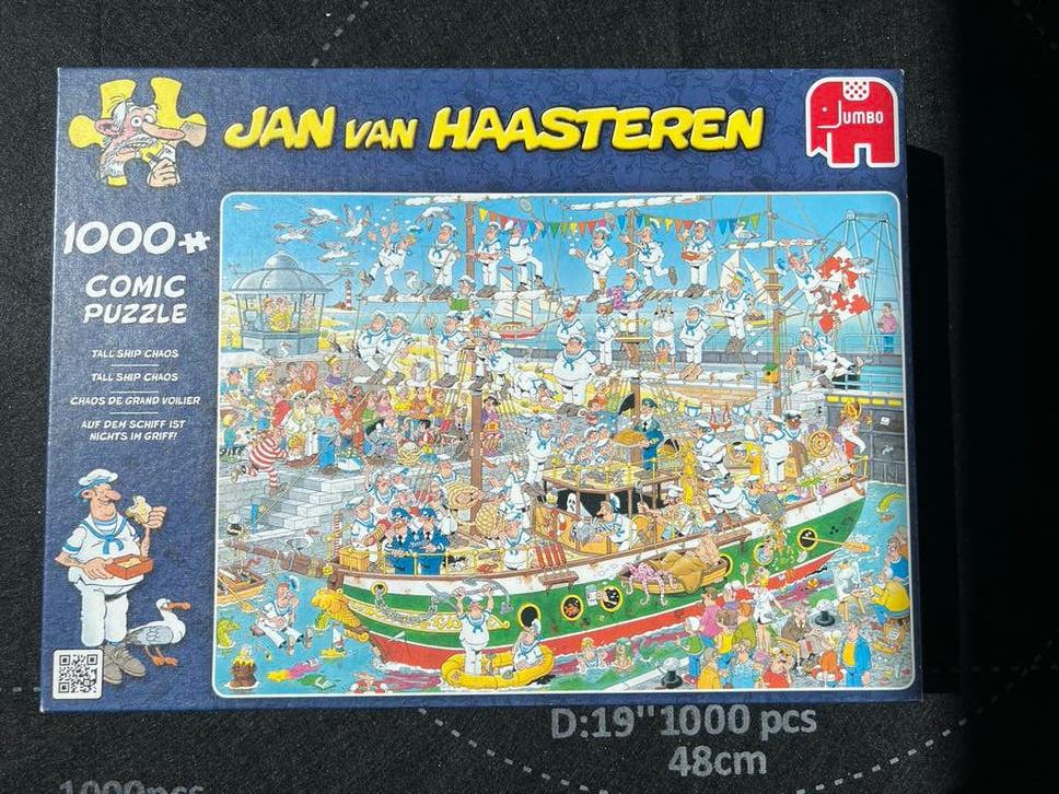 Jan van Haasteren puzzel 'Tall ship chaos' 1000 stukjes, Ophalen, 500 t/m 1500 stukjes, Zo goed als nieuw, Legpuzzel