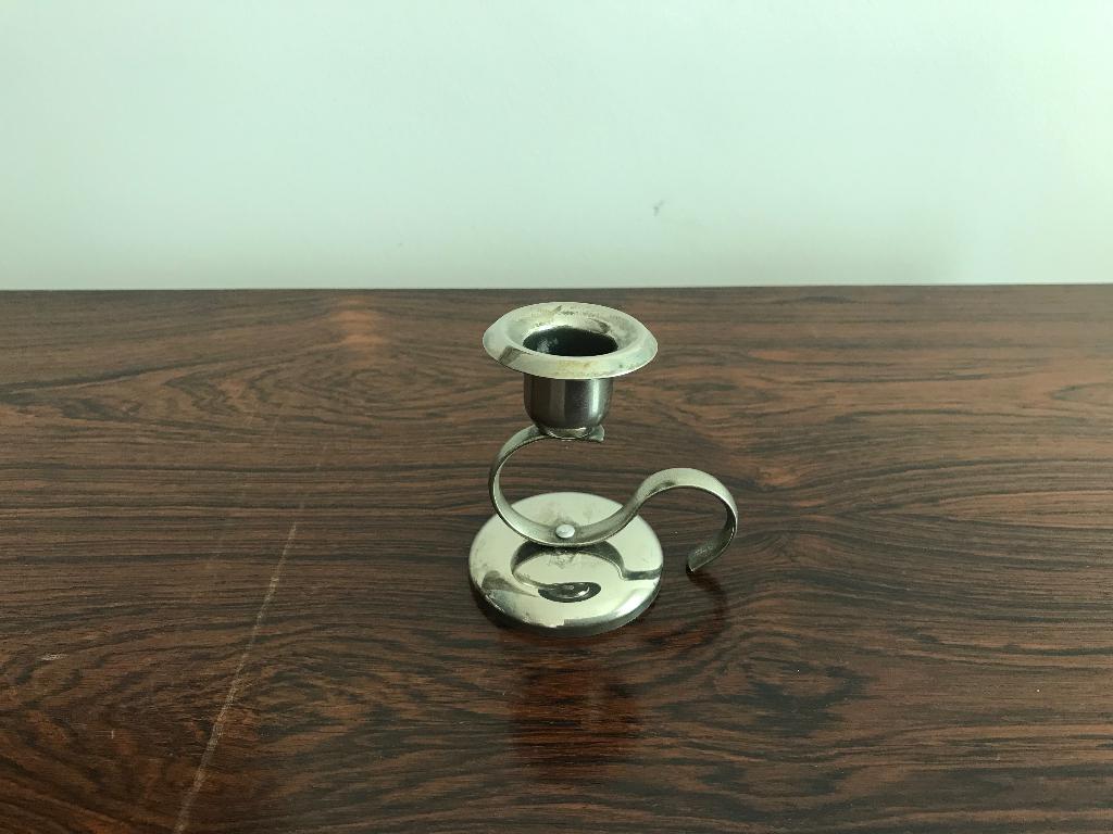 Kandelaar kaarsenhouder zilverkleurig ( verzilverd ? ), Ophalen of Verzenden