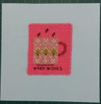 geborduurde kerstkaart met beker warme drank (1799), Ophalen of Verzenden, Nieuw, Kerst