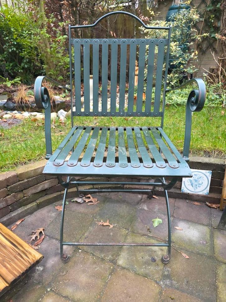 Gietijzeren tuinstoel, Tuin en Terras, Tuinstoelen, Gebruikt, Metaal, Ophalen