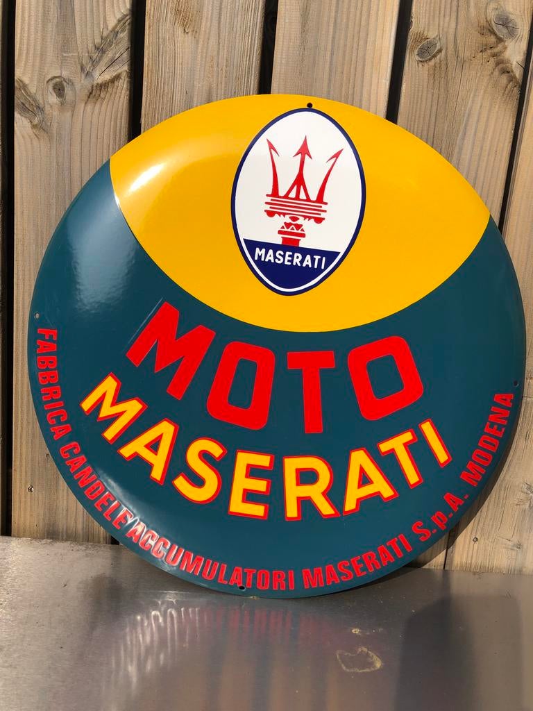 Groot Emaille bord Maserati, nieuwstaat nog, Ophalen of Verzenden, Zo goed als nieuw, Reclamebord