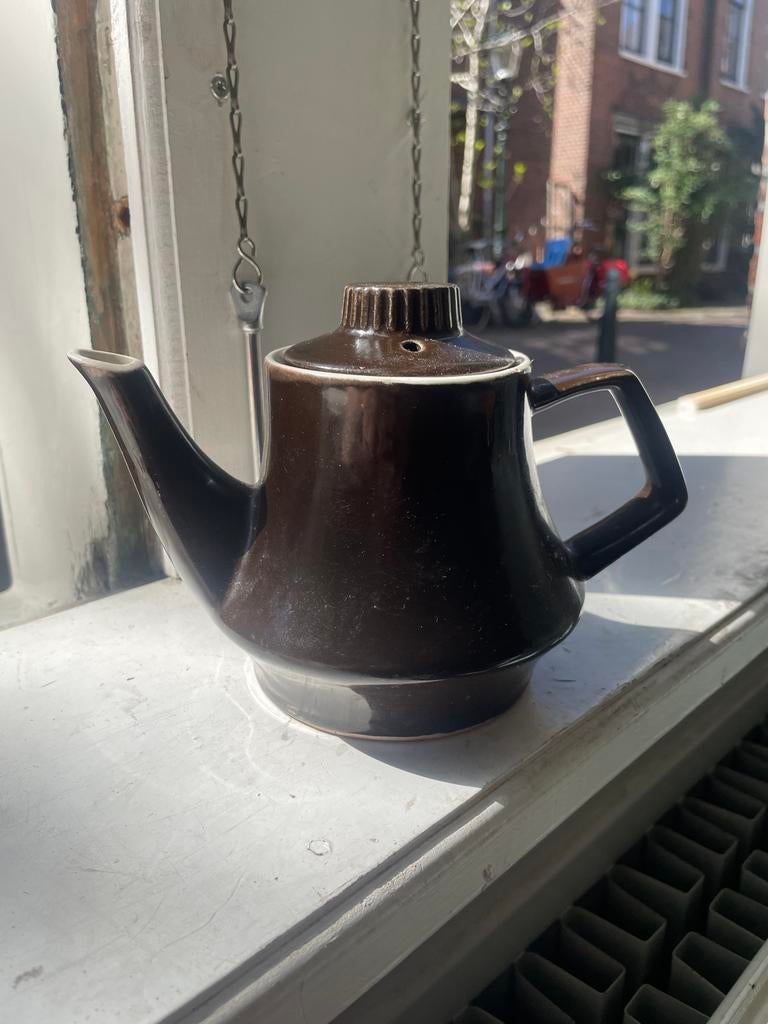 Vintage Bruine Keramische Theepot, Ophalen of Verzenden