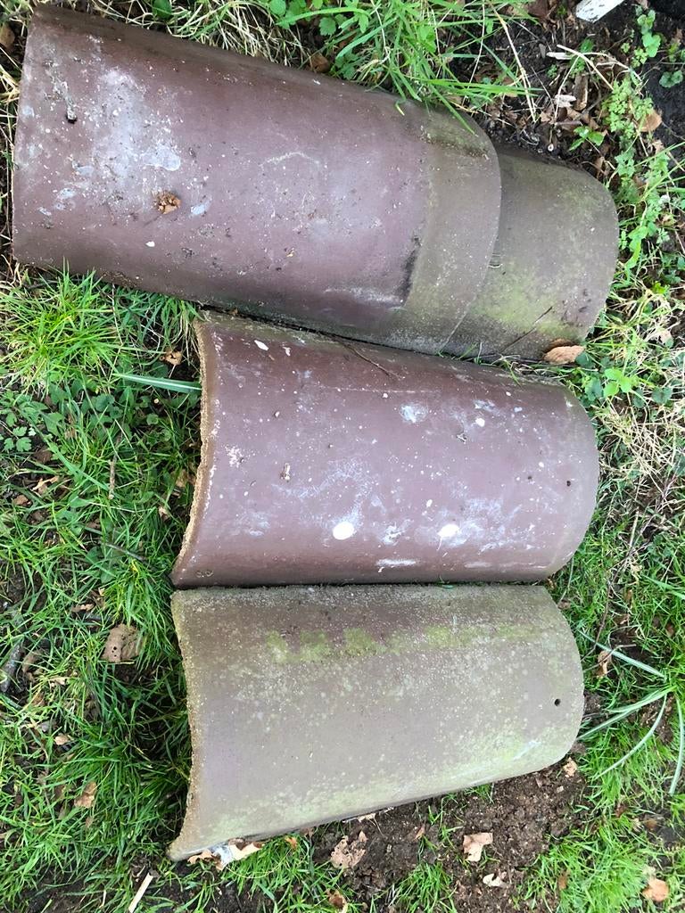 4 nokpannen dakpannen bruine sneldekkers herfstkleur, Doe-het-zelf en Verbouw, Dakpannen en Dakbedekking, Ophalen, Steen of Klei