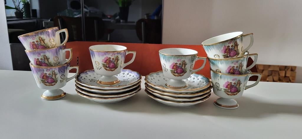 Retro porselein Versailles lusterware theekopjes, Ophalen of Verzenden
