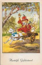 KINDEREN Aap met geit voor kar. Tekening Jacob Bangma 1955, Verzenden, 1940 tot 1960, Gelopen, Kinderen