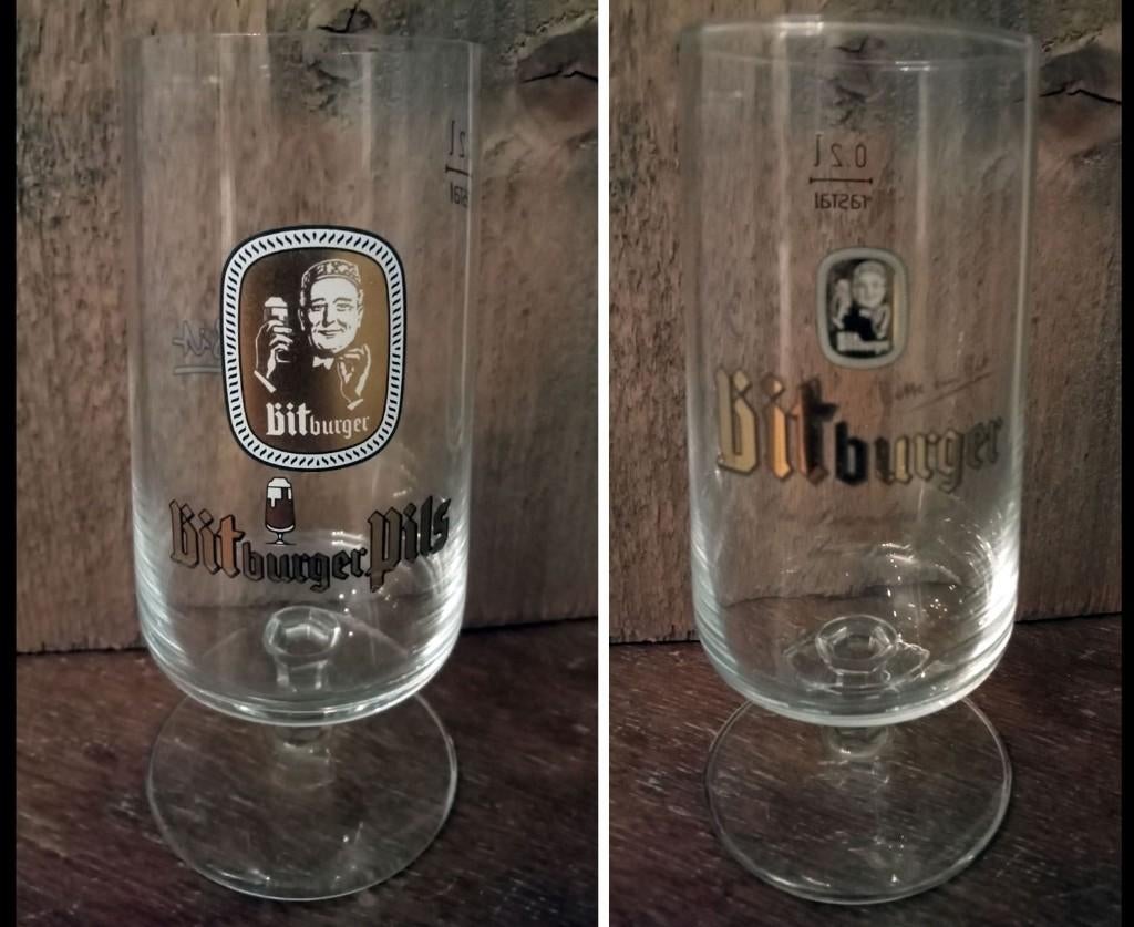 12 Bitburger Voet glazen 0,2 L., Ophalen of Verzenden, Zo goed als nieuw, Glas of Glazen, Overige merken