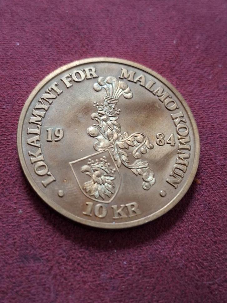Zweedse 10 Kronen Malmö 1984 Lokalmynt Brons, Postzegels en Munten, Munten | Europa | Niet-Euromunten, Overige landen, Ophalen of Verzenden