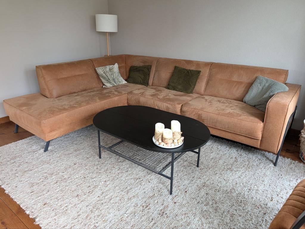 Jysk Hinnerup salontafel zwart ovaal b75 x 1120 x h45 cm, Gebruikt, 100 tot 150 cm, 50 tot 100 cm, Minder dan 50 cm