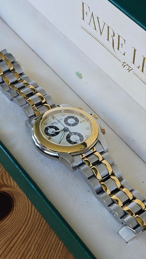 Favre Leuba F27-200-BBTC vintage horloge Genève, Overige merken, Staal, Staal, Polshorloge