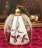 Vintage / retro hanglamp goud klassiek - art deco glazen, Ophalen of Verzenden, Zo goed als nieuw, Overige materialen, Minder dan 50 cm